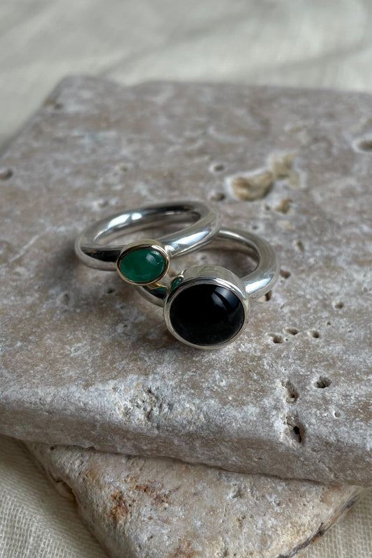 Chunky sølvringe med sten